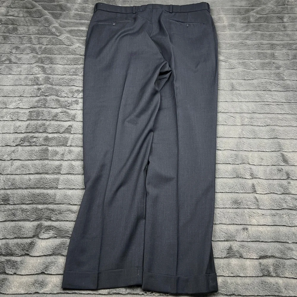 Ballin Comfort-EZE Mens Super 120s Wool Dress Pants Gray Cuffed 35x29